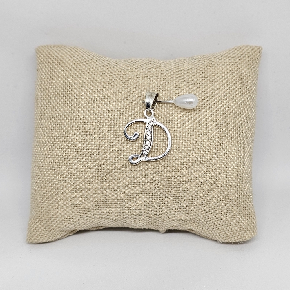 Sterling Silver 925 Letter D Initial Pendant Charm